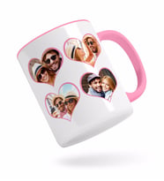 BK Gift Kişiye Özel Kalpli 4 Fotoğraflı Pembe Kupa Bardak-1