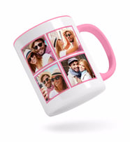 BK Gift Kişiye Özel Kare 4 Fotoğraflı Pembe Kupa Bardak-1
