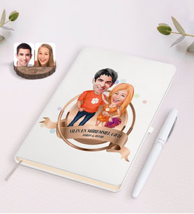 BK Gift Kişiye Özel Yılın En Mükemmel Çifti Karikatürlü Beyaz Defter ve Kalem Hediye Seti-54