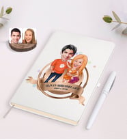 BK Gift Kişiye Özel Yılın En Mükemmel Çifti Karikatürlü Beyaz Defter ve Kalem Hediye Seti-54
