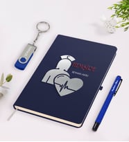 BK Gift Kişiye Özel Hemşire Temalı Lacivert Defter Kalem 32gb USB Bellek Hediye Seti-4 (Model 1)