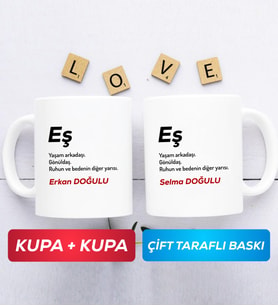 İkili Eş Kupa Bardak Beyaz