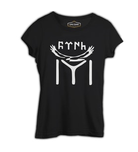 Türk Kayı Boyu Bayrak - Logo Siyah Kadın Tshirt