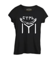 Türk Kayı Boyu Bayrak - Logo Siyah Kadın Tshirt