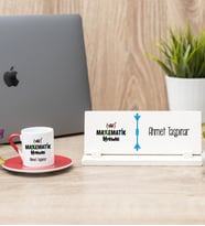 Matematik Öğretmeni Kırmızı Türk Kahvesi Fincanı Ve Masa İsimliği Hediye Seti