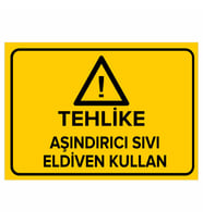 MIGNATIS - Tehlike Aşındırıcı Sıvı Eldiven Kullan Levhası - Sac Malzeme 35x50cm