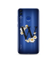 Papatya Harf Tasarım Süper Şeffaf Silikon Telefon Kılıfı Huawei Honor 8c W-Harfi