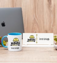 Jeoloji Mühendisi Mavi Kupa Bardak Ve Masa İsimliği Hediye Seti