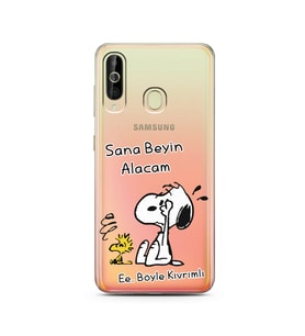 Snoopy Tasarımlı Süper Şeffaf Silikon Telefon Kılıfı Samsung A60