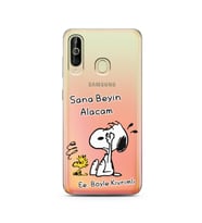 Snoopy Tasarımlı Süper Şeffaf Silikon Telefon Kılıfı Samsung A60