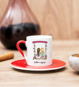Best Friends Salıncak Tasarım Kırmızı Türk Kahvesi Fincanı