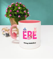 Ebe Tasarımlı Kişiye Özel Ebe Kupa Bardak Pembe