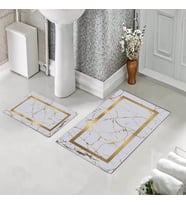 Banyo Halısı Ikili Klozet Takımı Kaymaz Tabanlı (60 xm x 100 cm + 40 cm x 60 cm)  (Gri)