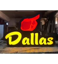 Dallas Yazılı Tabela 3D Led Neon Etkili Işıklı Tabela 30X45 CM Tek Taraflı