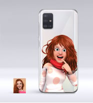 BK Gift Kişiye Özel Kadın Animasyon Karikatürlü Samsung Galaxy A51 İnce Şeffaf Silikon Telefon Kapağı-6 (Beyaz)