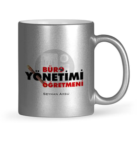BK Gift Kişiye Özel Büro Yönetimi Öğretmeni Gümüş Yaldızlı Kupa Bardak