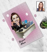 Kişiye Özel İş Kadını Karikatürlü A3 240 Parça Puzzle Bayan-17