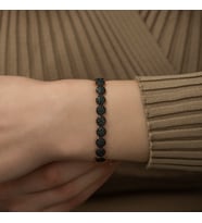 Oniks Taşlı Tamtur Gümüş Rose Bileklik