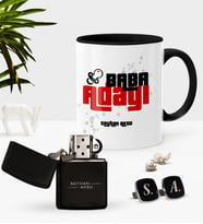 BK Gift Kişiye Özel Baba Adayı Siyah Kupa Çakmak Kol Düğmesi Seti-3 (Model 1)