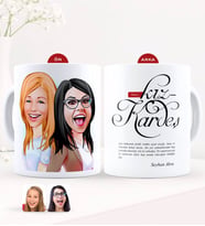 BK Gift Kişiye Özel Karikatürlü Kız Kardeş Beyaz Kupa Bardak-11