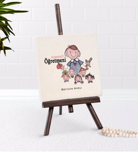 BK Gift Kişiye Özel Anasınıfı Öğretmeni Şovaleli Doğal Taş-2 (Beyaz)