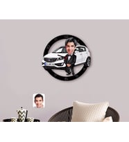 BK Gift Kişiye Özel Plakalı Erkek Kia Sportage Karikatürlü Ahşap Duvar Saati-2 (Beyaz)