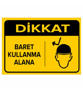 MIGNATIS - Dikkat Baret Kullanma Alanı Levhası - Sac Malzeme 50x70cm
