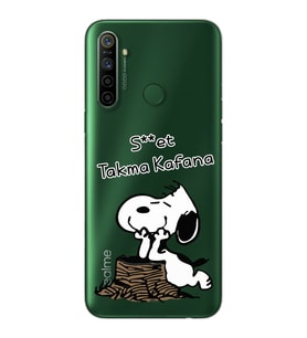 Snoopy Tasarımlı Süper Şeffaf Silikon Telefon Kılıfı Oppo Realmi 5i