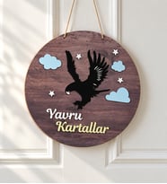 Kartal Figürlü Bebek Ahşap Kapı Süsü
