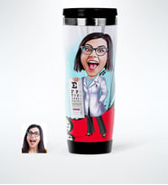 BK Gift Kişiye Özel Bayan Göz Doktoru Karikatürlü Çelik Termos Bardak  1
