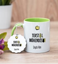 Tekstil Mühendisi Yeşil Kupa Bardak Ve Anahtarlık Set