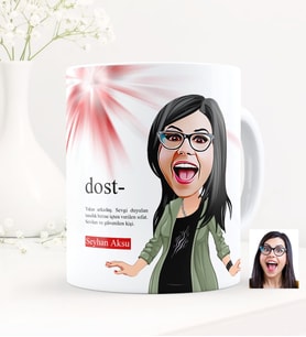 BK Gift Kişiye Özel Dost Karikatürlü Beyaz Kupa Bardak - 2