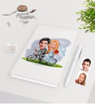 BK Gift Kişiye Özel Sevgililer Günü Temalı Evleniyoruz Karikatürlü Beyaz Defter Kalem Seti-3