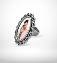 BK Gift Kişiye Özel Fotoğraflı Antik Gümüş Yaldız Yüzük Model 7