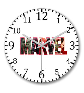 Marvel Duvar Saati Bombeli Gercek Cam