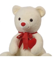 Sevgiliye Özel HEDİYE- 80 cm Kalp Tutan, Oturan Sevimli Peluş Ayı (Beyaz)