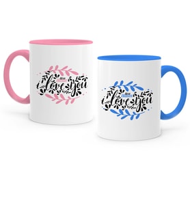 BK Gift Kişiye Özel İkili Seni Seviyorum Pembe  Mavi Sevgili Kupa Bardak Seti  5