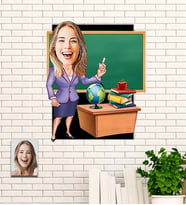 Kişiye Özel Hediye Öğretmen Karikatür Ahşap Tablo