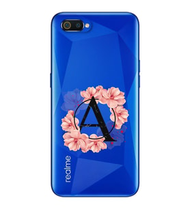 Pembe Çiçekli Harf Tasarım Süper Şeffaf Silikon Telefon Kılıfı Oppo Realmi C2 A-