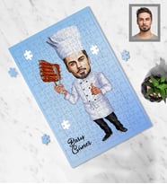 Kişiye Özel Aşçı Karikatürlü A3 240 Parça Puzzle Bay-5
