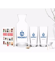 BK Gift Kişiye Özel Renkli Baskılı Kocaeli Tasarımlı Turistik İkili Rakı Bardağı Karaf ve Cep Kitabı Hediye Seti-1 (Model 1)