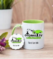 Otomotiv Mühendisi Yeşil Kupa Bardak Ve Anahtarlık Set