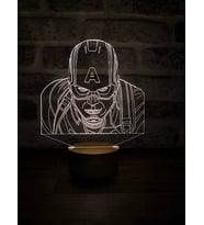 Captain America Figürlü Dekoratif Hediye Led Masa Lambası 7 Işık Rengi Ahşap Taban