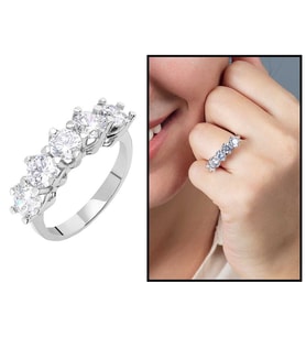 Starlight Diamond Pırlanta Montür 925 Ayar Gümüş Bayan Beştaş Yüzük