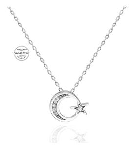 925 Ayar Gümüş Swarovski Taşlı Ayyıldız Kolye Sertifikalı