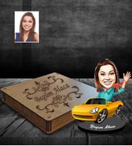 Kişiye Özel Sürücü Karikatürlü Ahşap Biblo Kutulu Bayan-1