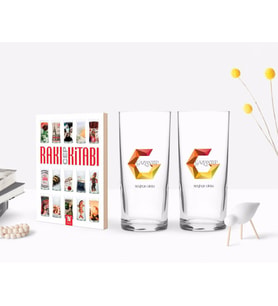BK Gift Kişiye Özel Renkli Baskılı Gaziantep Tasarımlı Turistik İkili Rakı Bardağı ve Rakı Cep Kitabı Hediye Seti-1 (Model 1)