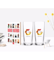BK Gift Kişiye Özel Renkli Baskılı Gaziantep Tasarımlı Turistik İkili Rakı Bardağı ve Rakı Cep Kitabı Hediye Seti-1 (Model 1)