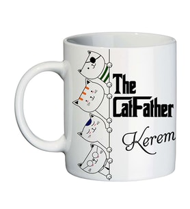 Kedi Seven ve Besleyen Erkeğe Cat Father İsimli Hediyelik Kupa Bardak