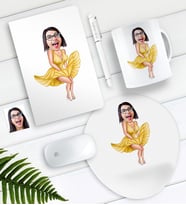 BK Gift Kişiye Özel Marilyn Monroe Karikatürlü Defter Kalem Kupa Mouse Pad Seti (Model 1)